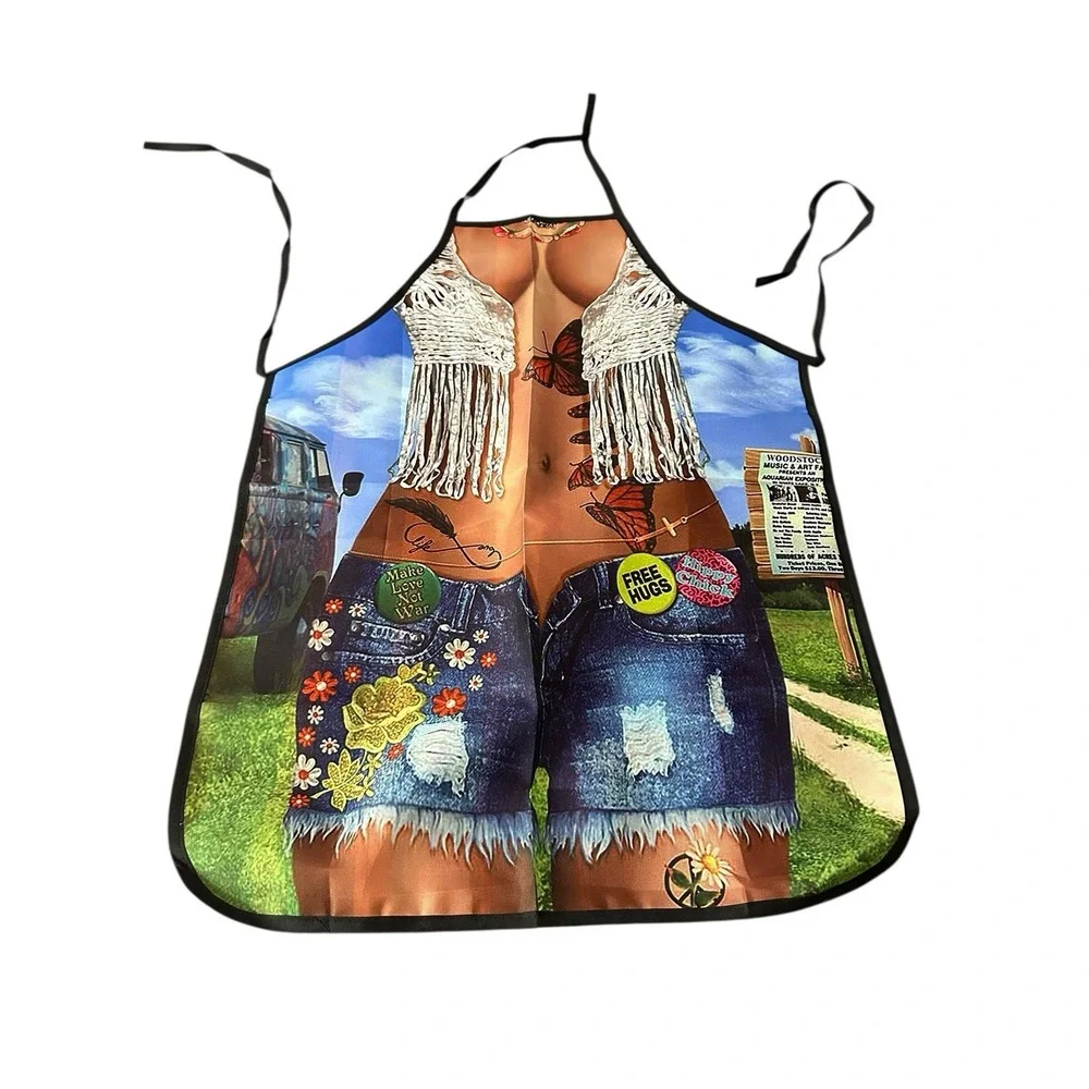 NEW novelty adult ONE SIZE apron full‎ coverage funny HIPPIE LADY